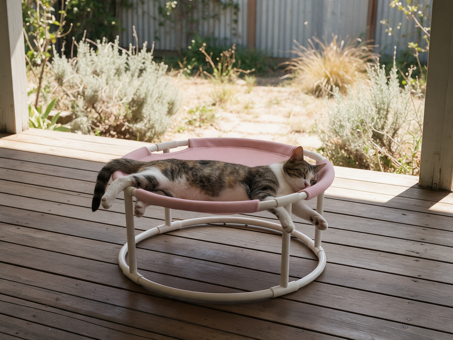 The Perch — Elevated Cat Hammock — Off the floor, air underneath