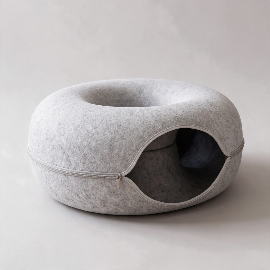 The Tunnel — Felt Cat Bed & Tunnel — Felt over woven fabric