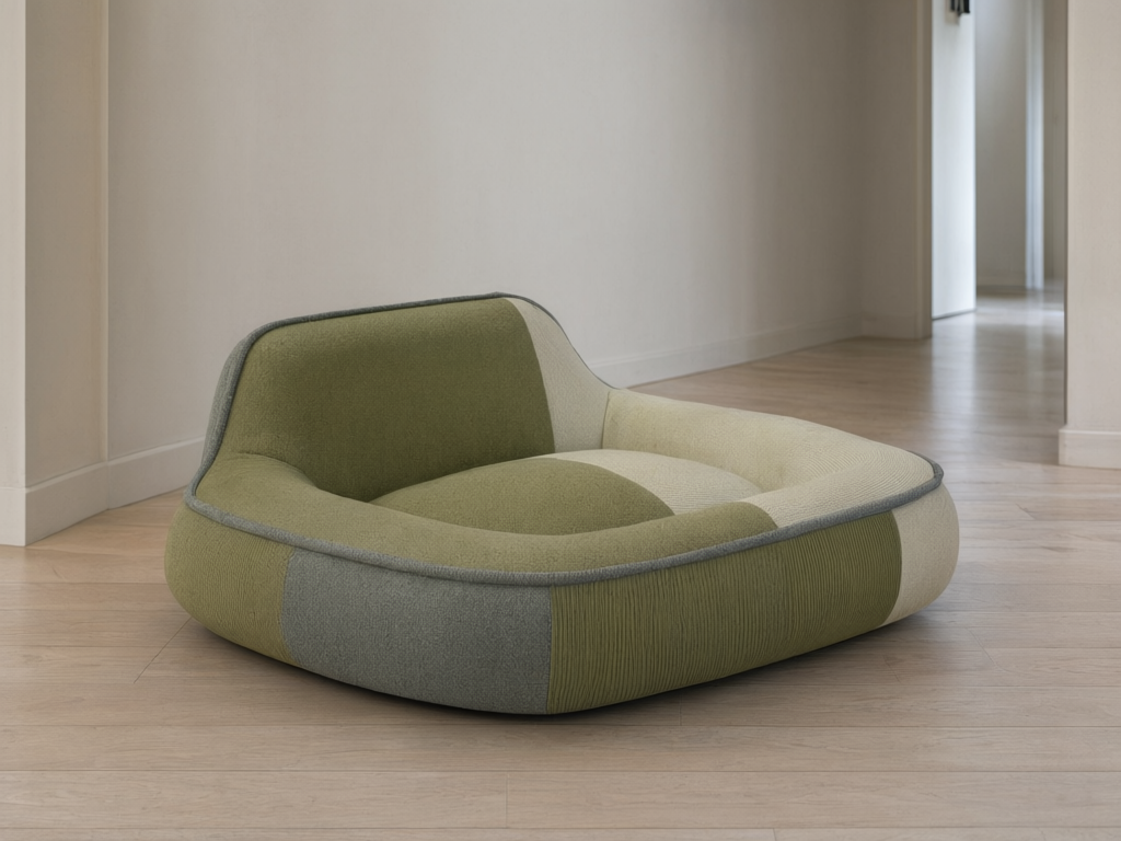 The Plain orthopedic cushion bed against the wall of a wide Australian hallway